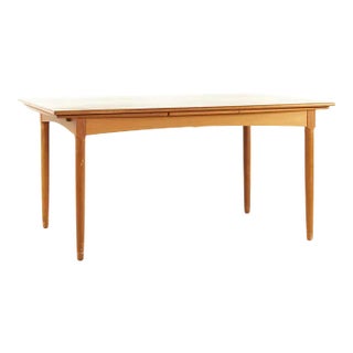 Kurt Ostervig Style Mid Century Teak Hidden Leaf Dining Table For Sale