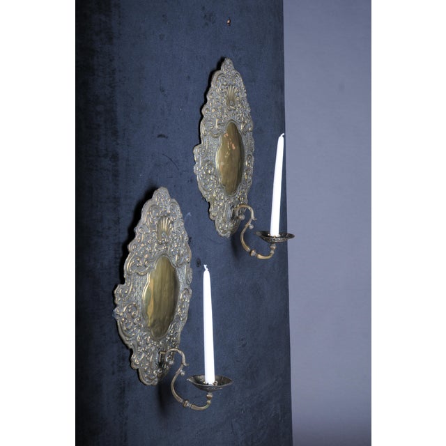 20th Century Baroque Style Brass Sconces, Set of 2 For Sale - Image 11 of 17