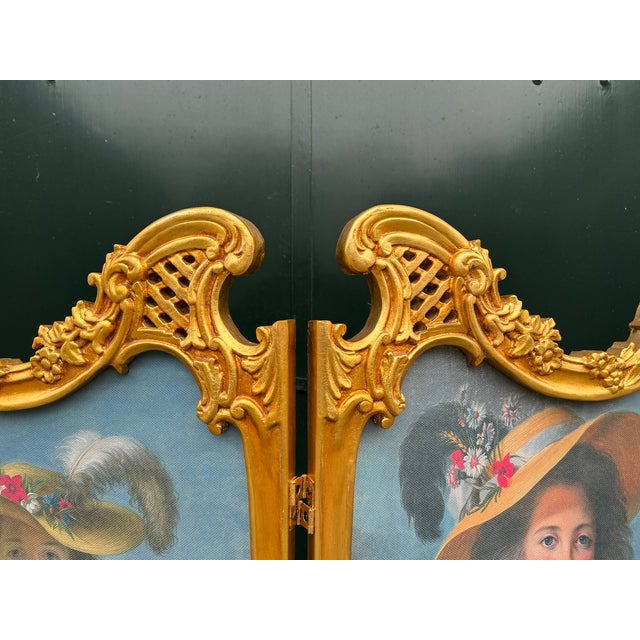 1960 French Louis XVI Gold Beech Room Divider Screen 2-Panel For Sale - Image 9 of 17
