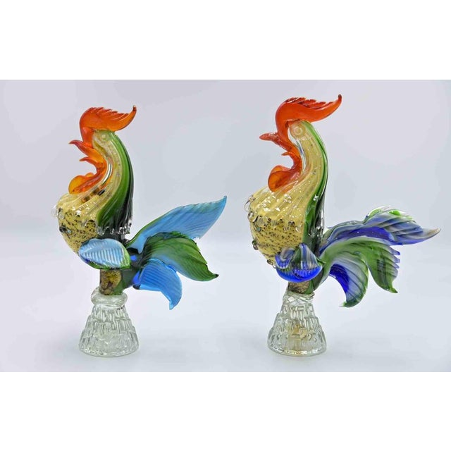 Handmade Murano Glass Roosters, Italy, 1980s, Set of 2 For Sale - Image 4 of 7