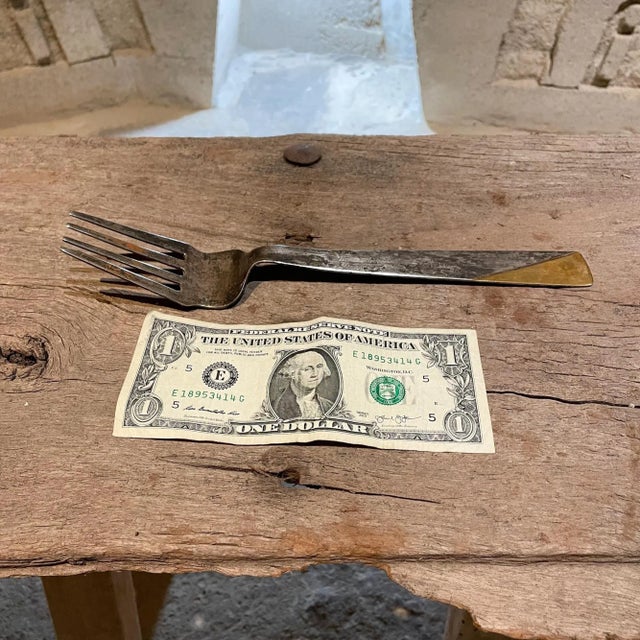 Silver 1960s Artisan Two-Tone Silverplate Grande Sculptural Fork For Sale - Image 8 of 12