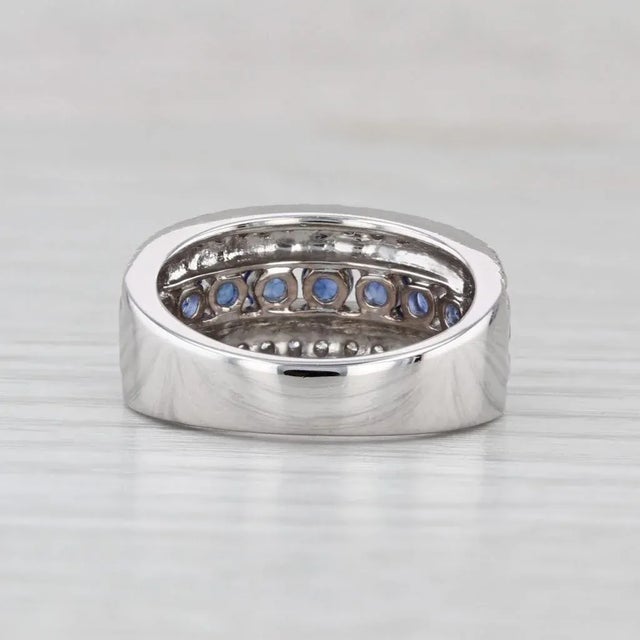 2010s 1.20ctw Blue Sapphire Diamond Ring 14k White Gold Size 6 Band For Sale - Image 5 of 8
