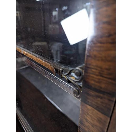 Metal Large English Bookcase in Exotic Wood with Three Glass Doors For Sale - Image 7 of 17