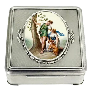 Square Guilloche Silver Jewelry Box
