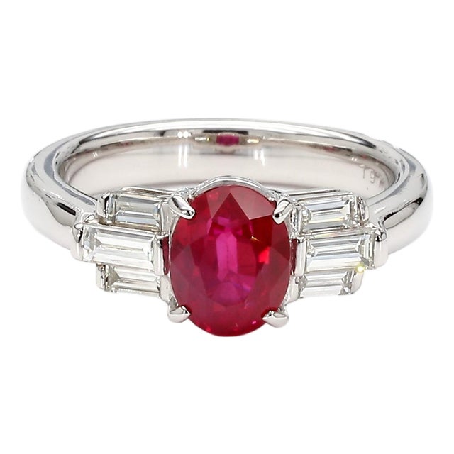 Gia Certified 2 Carat Pigeon Blood Burma Ruby Platinum Ring, Size 6.25 For Sale