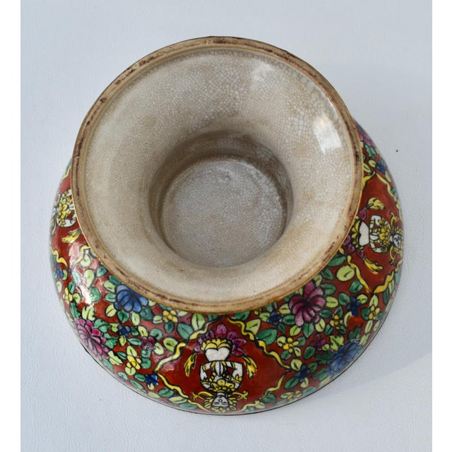 Vtg. Thia Benjarong Enamel Painted Ceramic Bowl W/Brass Rim For Sale - Image 15 of 18