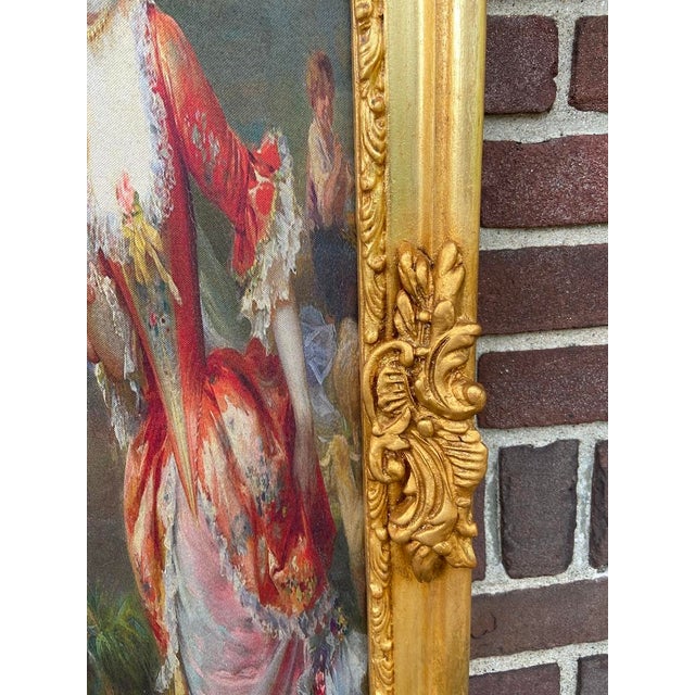 1970s French Louis XVI Gold Beech Fabric Wall Art 1pc For Sale - Image 11 of 15