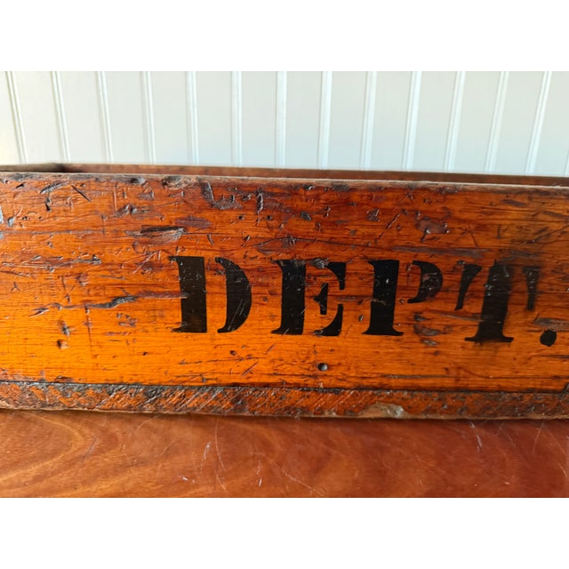 Antique Industrial Dovetail Wood Factory Tray For Sale - Image 15 of 18