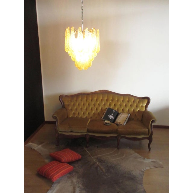 Vintage Italian Murano Glass Ceiling Lamp with 41 Amber Glass Petals, 1981 For Sale - Image 17 of 18