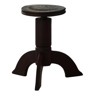 Danish Art Nouveau Adjustable Stool in Carved Wood, 1920s For Sale