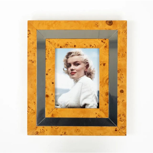 Mid-Century Picture Frame in Wood, Chrome & Glass, Italy 1960s For Sale - Image 6 of 12