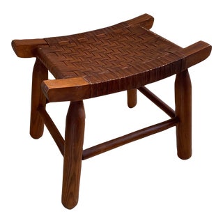 Mid-Century Woven Footstool For Sale