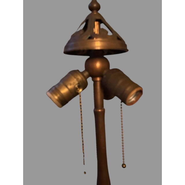 Early 20th Century Handel Co. Table Lamp With Floral Decorated Reverse Painted Glass Shade For Sale - Image 9 of 12