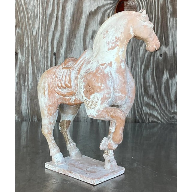 Vintage Late 20th Century Asian Terra Cotta Tang Dynasty Horse For Sale - Image 4 of 5