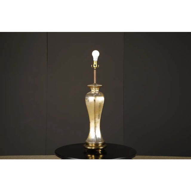 Italian 1950s Italian Mercury Glass Table Lamps With Gilt Brass Bases, Murano - a Pair For Sale - Image 3 of 15