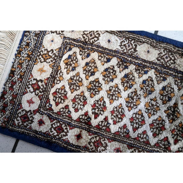 Beige 1950s, Vintage Turkish Sivas Silk Mat 0.9' X 2.1' For Sale - Image 8 of 8