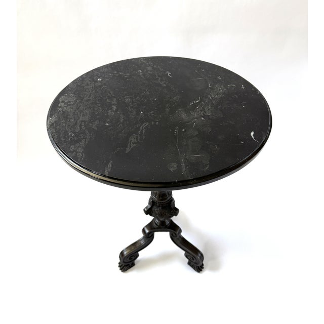 American Mid 20th C. Bronze End Table, Marble Top - 27"h For Sale - Image 3 of 6