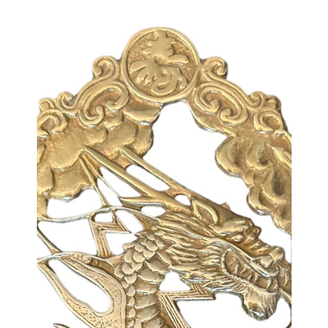 1970s 1970s Asian Brass Tiger and Dragon Wall Plaques - Set of 2 For Sale - Image 5 of 6