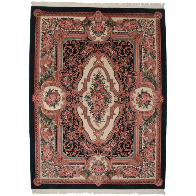 French Aubusson Design Vintage Area Rug For Sale
