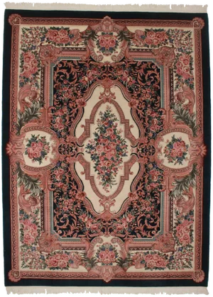 French Aubusson Design Vintage Area Rug