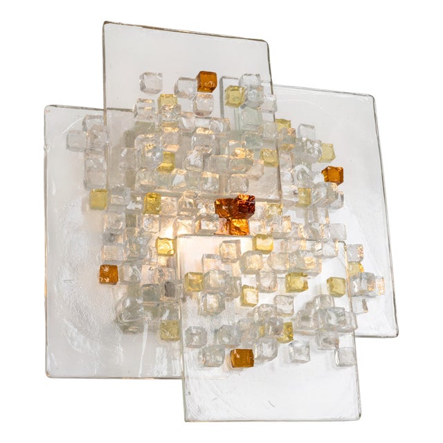 Mid-Century Brutalist Murano Glass Wall Sconce, Italy, 1970s For Sale