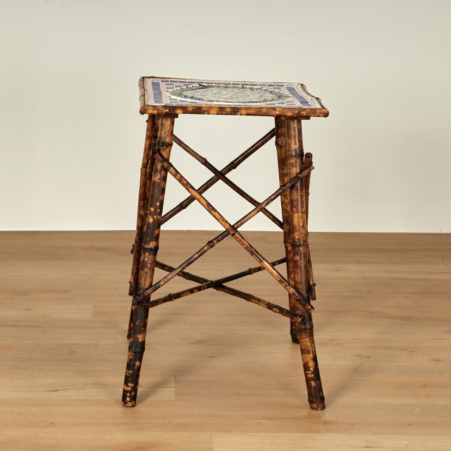 English Antique English Bamboo and Tile Table or Stand For Sale - Image 3 of 11