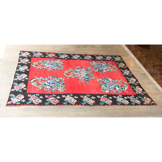 Textile Vintage Turkish Kilim Rug For Sale - Image 7 of 15