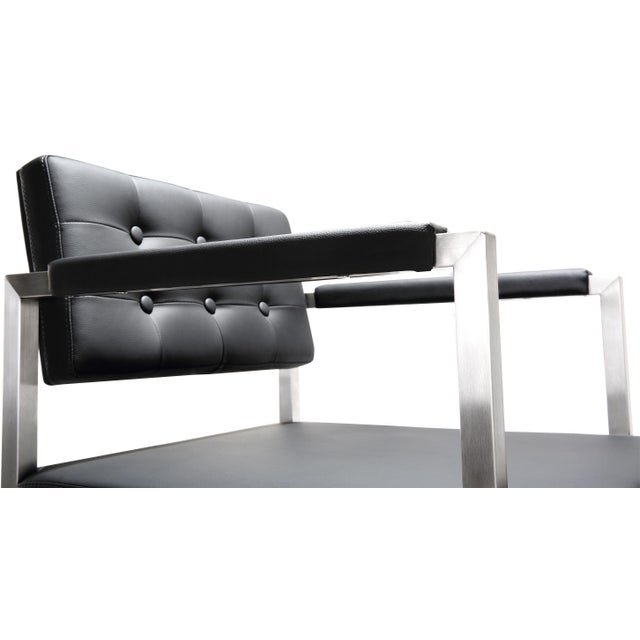 Metal Director Black Vegan Leather & Steel Counter Stool For Sale - Image 7 of 10