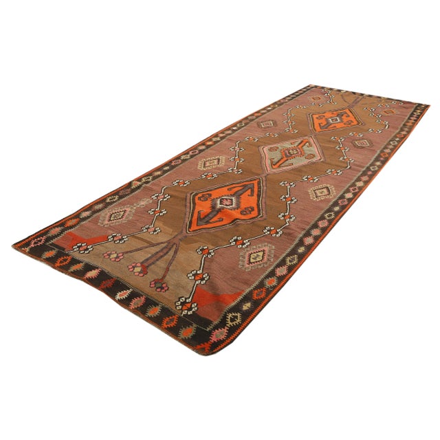 Traditional Mid 20th Century Vintage Turkish Kars Kilim Rug For Sale - Image 3 of 7