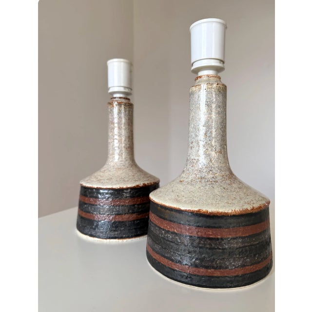 Vintage Stoneware Table Lamps by Jette Hellerøe, 1960s, Set of 2 For Sale - Image 10 of 10