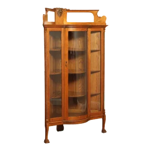 Antique Victorian Oak Corner China Display Cabinet