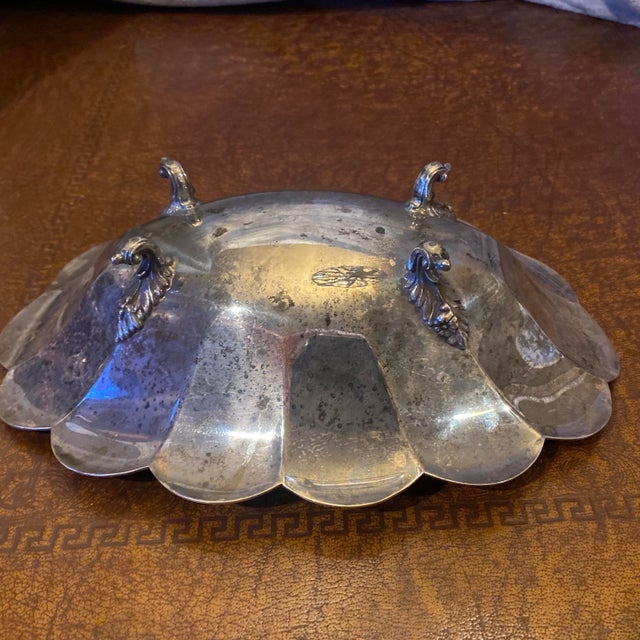 Metal Vintage Reed & Barton Silver-on-Copper Fluted Oval Bowl For Sale - Image 7 of 11