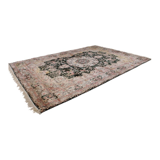 Fine Quality Silk Green & Multicolor Approx. 14 X 10 Rug For Sale