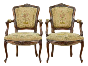 Set of 19th Century French Walnut Armchairs, 1870