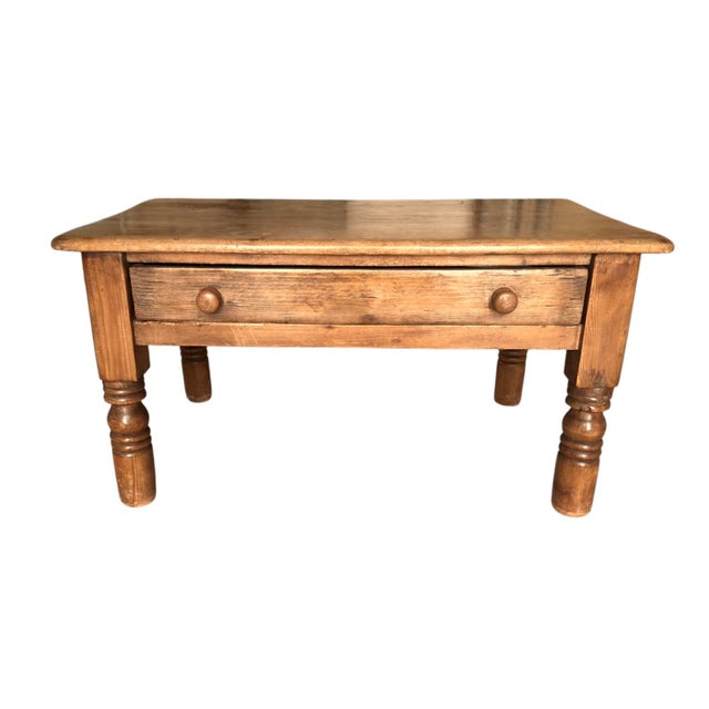 Rustic Victorian Pine Farmhouse Coffee Table with Drawer, 1860s For Sale - Image 3 of 9