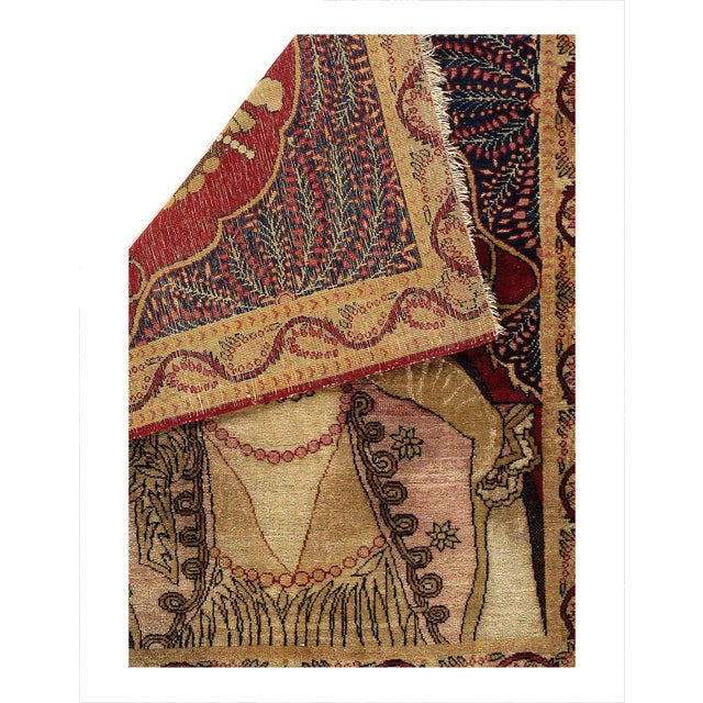 Traditional Pasargad DC Fine Antique Handmade Pictorial Rug For Sale - Image 3 of 3