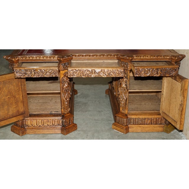 Exhibition Quality 19th Century Walnut Partner Desk With 17th Century Hand-Carved Religious Panels For Sale - Image 4 of 18