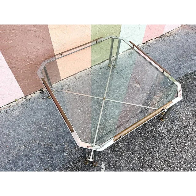 1970s 1970s Palm Beach Regency Metal Faux Bamboo Coffee Table For Sale - Image 5 of 10