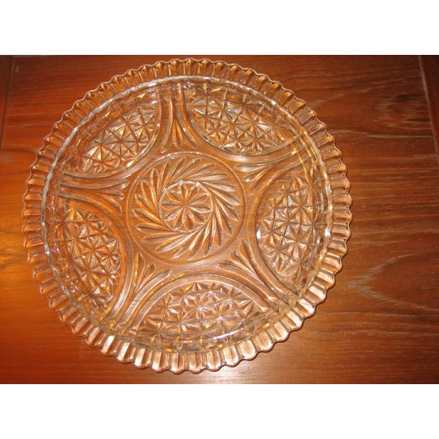 Modern Cut Glass Round Cake Plate For Sale - Image 3 of 4