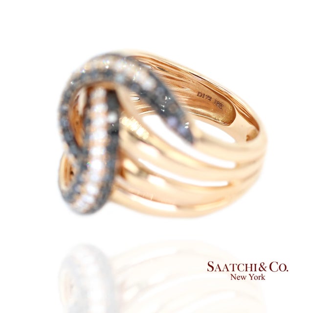 Metal 18k Solid Rose Gold Black and White Natural Diamond Ring For Sale - Image 7 of 10