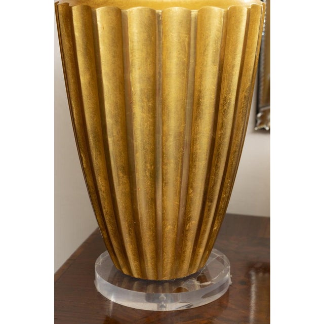 Mid 20th Century Pair of Art Deco Style Giltwood Table Lamps (Priced Individually) For Sale - Image 5 of 7