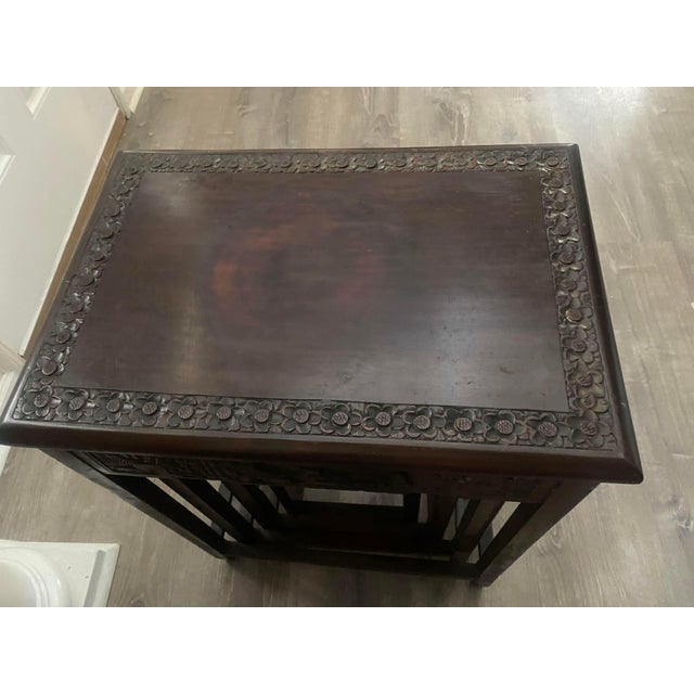 Vintage Mid Century Chinese Rosewood Nesting Tables - Set of 4 For Sale - Image 9 of 10