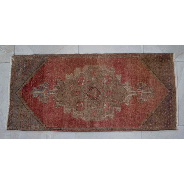 Front of Kitchen Sink Rug, Hand Made Bath Mat Muted Colors Small Rug -1′7″ × 3′4″ For Sale - Image 12 of 13