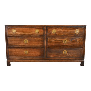 Davis Cabinet Company Mid-Century Hollywood Regency Chinoiserie Oak Dresser or Chest of Drawers For Sale