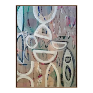 “Bauble” Original 40"x30" Abstract Framed Painting by Pamela Harmon