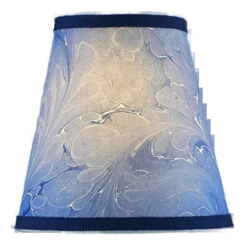 Currey & Company Marble Paper Tapered Chandelier Shade - Blue For Sale