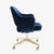 Eero Saarinen Original Saarinen Executive Arm Chair in Navy Velvet, Swivel Base, Custom Gold Edition - Set of 6 For Sale - Image 4 of 11