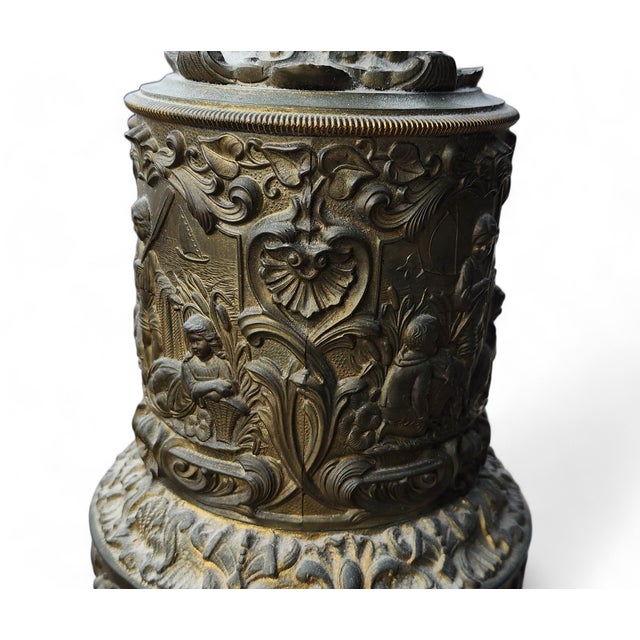 Fine Pair French Mid 19th Century Converted Brass Repoussé Moderator Oil Lamps C1860 For Sale - Image 12 of 12