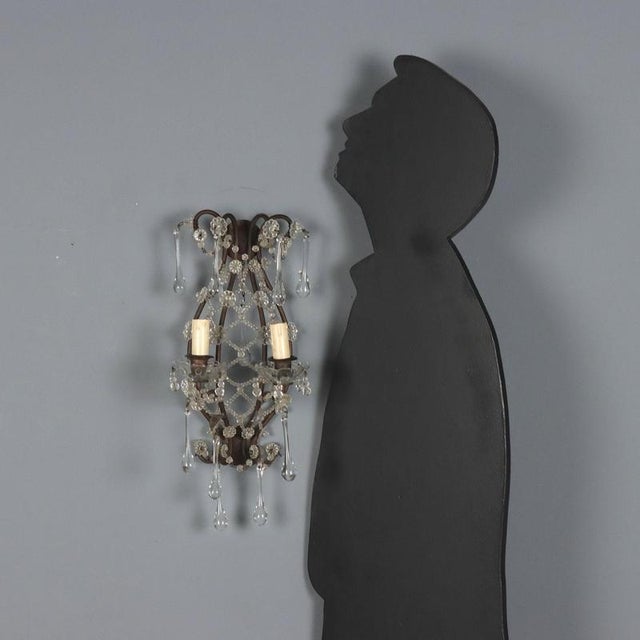 Antique Wall Lamps in Burnished Metal, Italy, Set of 2 For Sale - Image 3 of 9