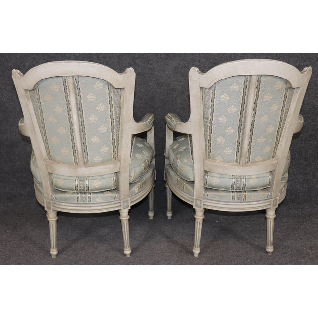 Early 20th Century Pair of Antique Louis XVI Style Paint Decorated Arm Chairs by Maison Jansen For Sale - Image 5 of 17